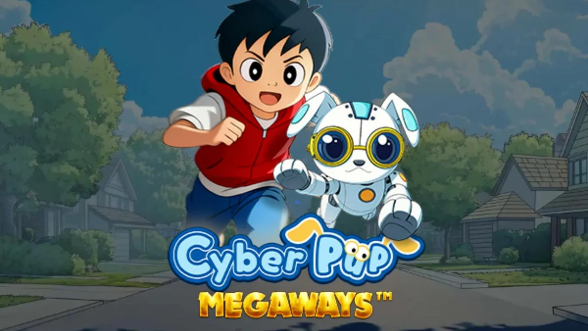 Interface vibrante e futurista do slot Cyber Pup Megaways